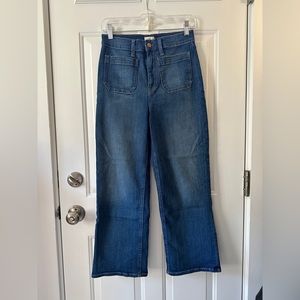 J. Crew cropped, wide leg jeans with patch pockets. Size 27